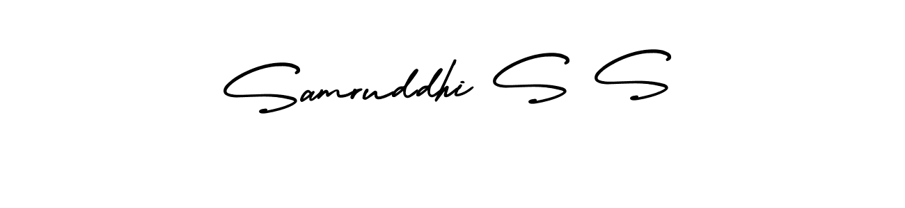 How to make Samruddhi S S name signature. Use AmerikaSignatureDemo-Regular style for creating short signs online. This is the latest handwritten sign. Samruddhi S S signature style 3 images and pictures png