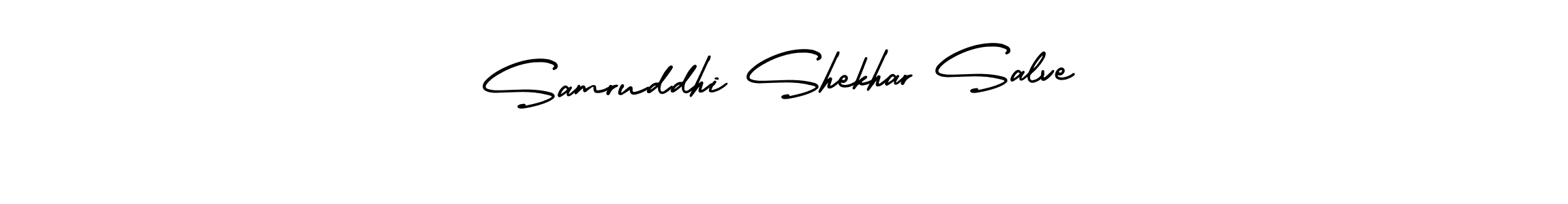 You should practise on your own different ways (AmerikaSignatureDemo-Regular) to write your name (Samruddhi Shekhar Salve) in signature. don't let someone else do it for you. Samruddhi Shekhar Salve signature style 3 images and pictures png