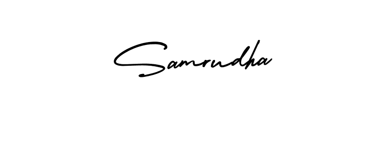 Samrudha stylish signature style. Best Handwritten Sign (AmerikaSignatureDemo-Regular) for my name. Handwritten Signature Collection Ideas for my name Samrudha. Samrudha signature style 3 images and pictures png