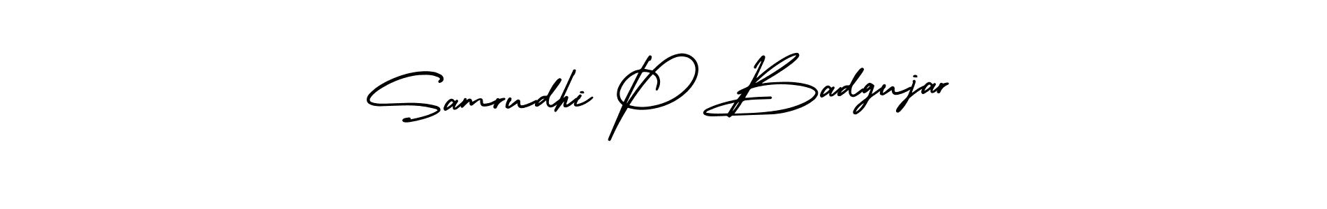 AmerikaSignatureDemo-Regular is a professional signature style that is perfect for those who want to add a touch of class to their signature. It is also a great choice for those who want to make their signature more unique. Get Samrudhi P Badgujar name to fancy signature for free. Samrudhi P Badgujar signature style 3 images and pictures png