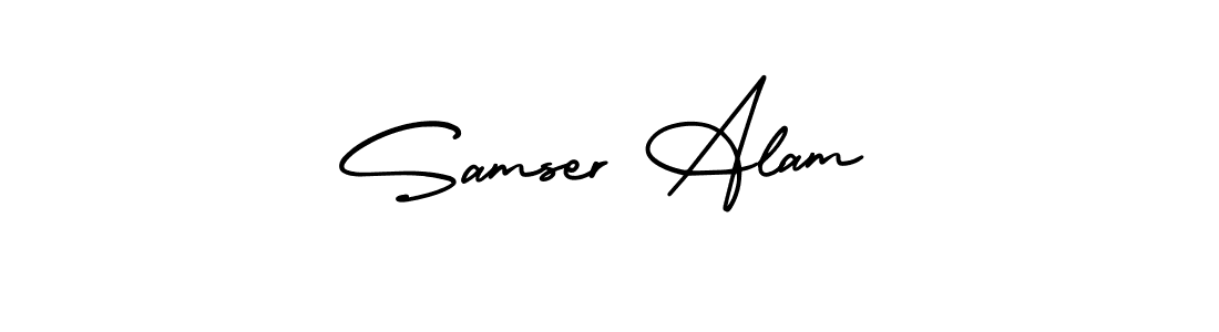 How to Draw Samser Alam signature style? AmerikaSignatureDemo-Regular is a latest design signature styles for name Samser Alam. Samser Alam signature style 3 images and pictures png