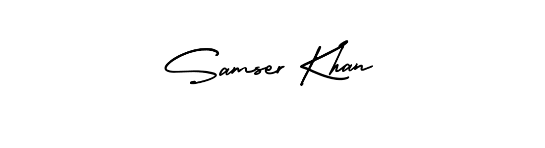 It looks lik you need a new signature style for name Samser Khan. Design unique handwritten (AmerikaSignatureDemo-Regular) signature with our free signature maker in just a few clicks. Samser Khan signature style 3 images and pictures png