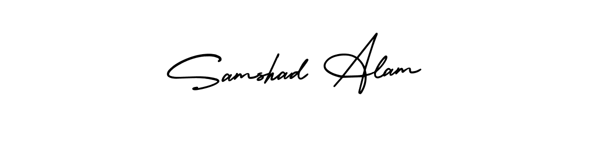 How to Draw Samshad Alam signature style? AmerikaSignatureDemo-Regular is a latest design signature styles for name Samshad Alam. Samshad Alam signature style 3 images and pictures png