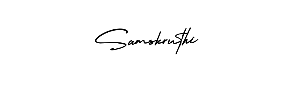 How to make Samskruthi name signature. Use AmerikaSignatureDemo-Regular style for creating short signs online. This is the latest handwritten sign. Samskruthi signature style 3 images and pictures png