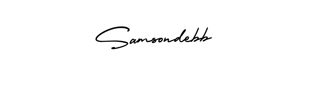 You should practise on your own different ways (AmerikaSignatureDemo-Regular) to write your name (Samsondebb) in signature. don't let someone else do it for you. Samsondebb signature style 3 images and pictures png