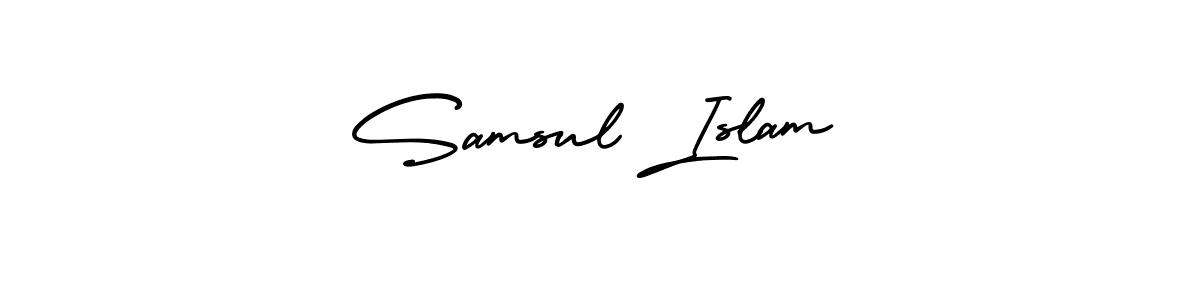 if you are searching for the best signature style for your name Samsul Islam. so please give up your signature search. here we have designed multiple signature styles  using AmerikaSignatureDemo-Regular. Samsul Islam signature style 3 images and pictures png