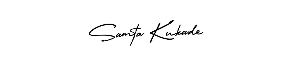 AmerikaSignatureDemo-Regular is a professional signature style that is perfect for those who want to add a touch of class to their signature. It is also a great choice for those who want to make their signature more unique. Get Samta Kukade name to fancy signature for free. Samta Kukade signature style 3 images and pictures png