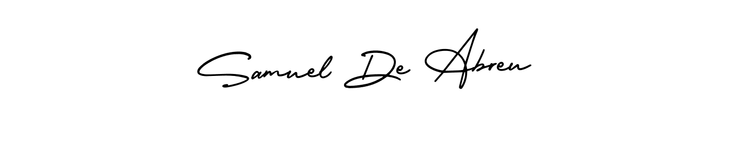 You should practise on your own different ways (AmerikaSignatureDemo-Regular) to write your name (Samuel De Abreu) in signature. don't let someone else do it for you. Samuel De Abreu signature style 3 images and pictures png