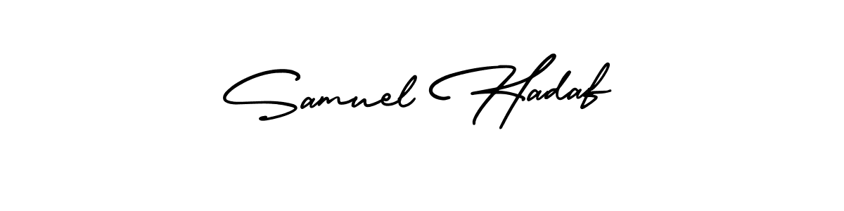 You should practise on your own different ways (AmerikaSignatureDemo-Regular) to write your name (Samuel Hadaf) in signature. don't let someone else do it for you. Samuel Hadaf signature style 3 images and pictures png