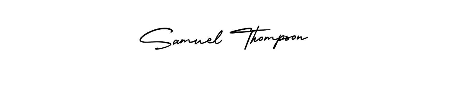 You should practise on your own different ways (AmerikaSignatureDemo-Regular) to write your name (Samuel Thompson) in signature. don't let someone else do it for you. Samuel Thompson signature style 3 images and pictures png