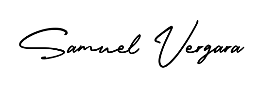 Create a personalized artistic stamp with Samuel Vergara in AmerikaSignatureDemo-Regular font. Perfect for visual artists, designers, and influencers. Samuel Vergara signature style 3 images and pictures png