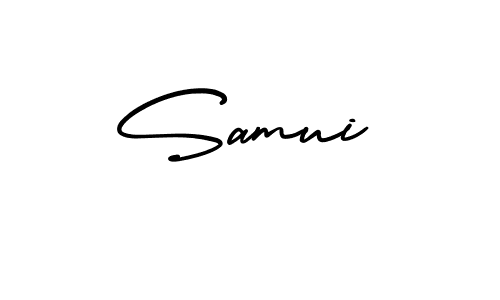 How to make Samui name signature. Use AmerikaSignatureDemo-Regular style for creating short signs online. This is the latest handwritten sign. Samui signature style 3 images and pictures png