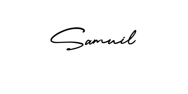 This is the best signature style for the Samuil name. Also you like these signature font (AmerikaSignatureDemo-Regular). Mix name signature. Samuil signature style 3 images and pictures png