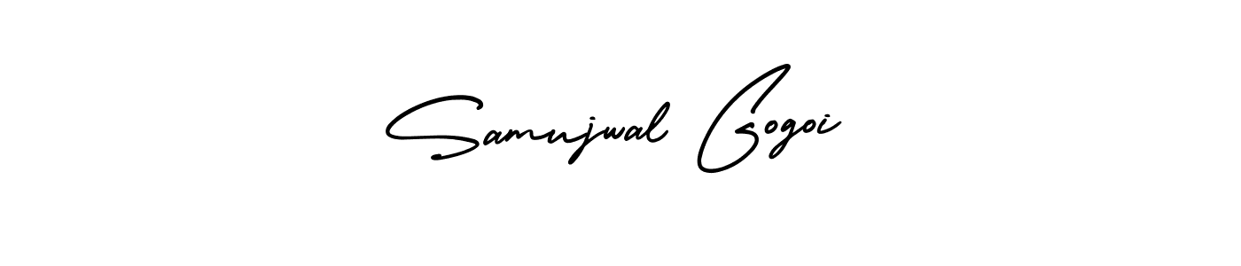 Similarly AmerikaSignatureDemo-Regular is the best handwritten signature design. Signature creator online .You can use it as an online autograph creator for name Samujwal Gogoi. Samujwal Gogoi signature style 3 images and pictures png