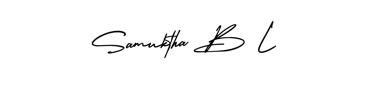 You can use this online signature creator to create a handwritten signature for the name Samuktha B L. This is the best online autograph maker. Samuktha B L signature style 3 images and pictures png