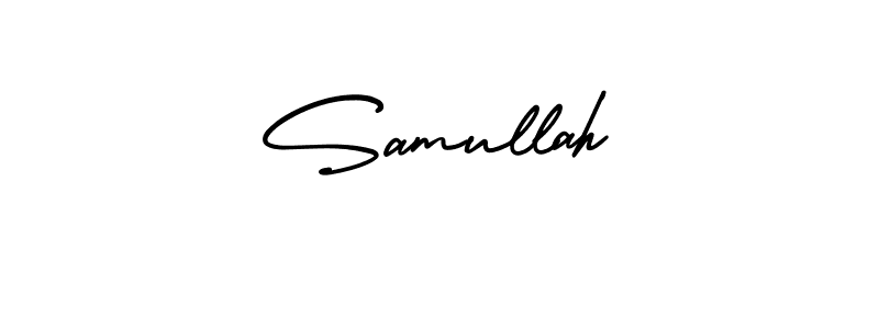 Use a signature maker to create a handwritten signature online. With this signature software, you can design (AmerikaSignatureDemo-Regular) your own signature for name Samullah. Samullah signature style 3 images and pictures png