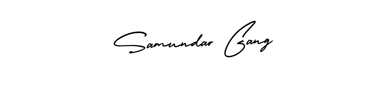 How to make Samundar Gang name signature. Use AmerikaSignatureDemo-Regular style for creating short signs online. This is the latest handwritten sign. Samundar Gang signature style 3 images and pictures png