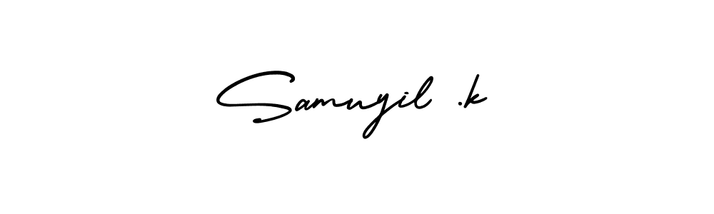 This is the best signature style for the Samuyil .k name. Also you like these signature font (AmerikaSignatureDemo-Regular). Mix name signature. Samuyil .k signature style 3 images and pictures png