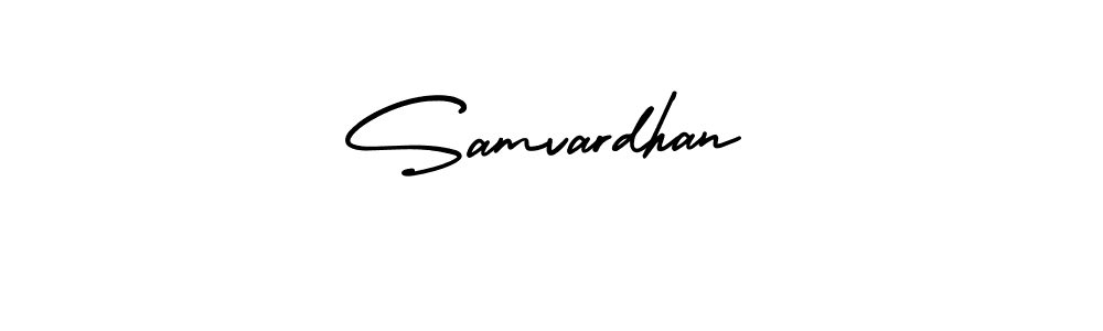 Make a beautiful signature design for name Samvardhan. With this signature (AmerikaSignatureDemo-Regular) style, you can create a handwritten signature for free. Samvardhan signature style 3 images and pictures png