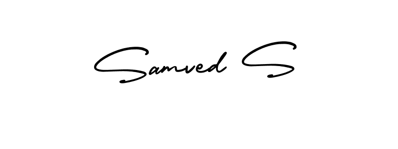 Design your own signature with our free online signature maker. With this signature software, you can create a handwritten (AmerikaSignatureDemo-Regular) signature for name Samved S. Samved S signature style 3 images and pictures png