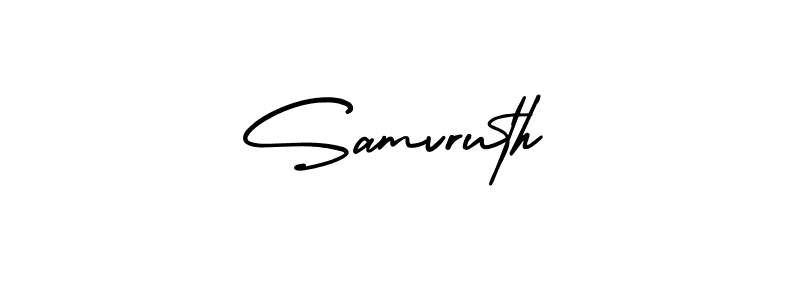 The best way (AmerikaSignatureDemo-Regular) to make a short signature is to pick only two or three words in your name. The name Samvruth include a total of six letters. For converting this name. Samvruth signature style 3 images and pictures png