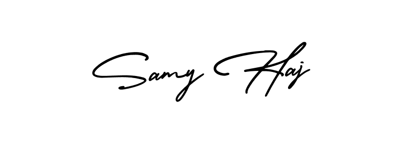 Make a beautiful signature design for name Samy Haj. With this signature (AmerikaSignatureDemo-Regular) style, you can create a handwritten signature for free. Samy Haj signature style 3 images and pictures png