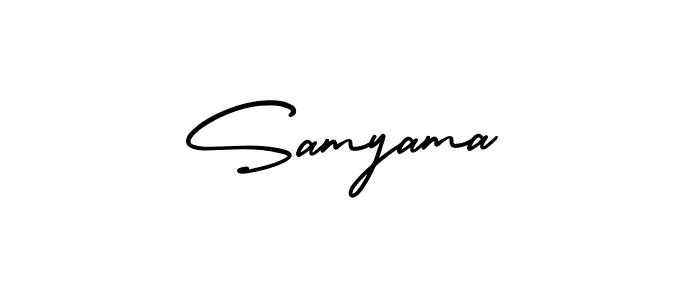 Make a beautiful signature design for name Samyama. With this signature (AmerikaSignatureDemo-Regular) style, you can create a handwritten signature for free. Samyama signature style 3 images and pictures png