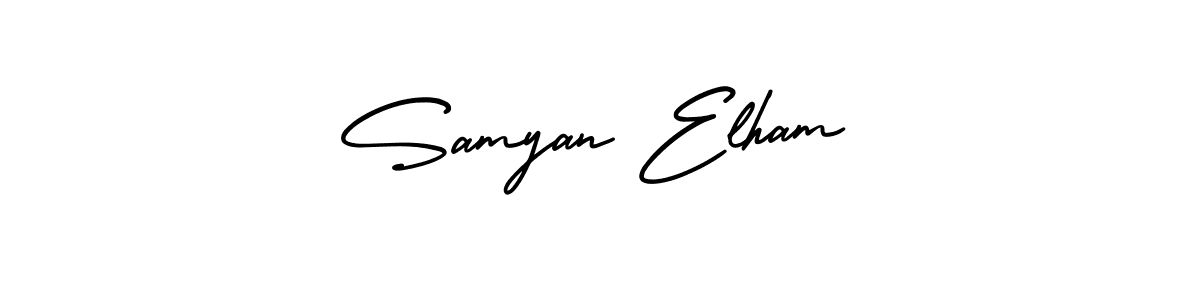 Similarly AmerikaSignatureDemo-Regular is the best handwritten signature design. Signature creator online .You can use it as an online autograph creator for name Samyan Elham. Samyan Elham signature style 3 images and pictures png