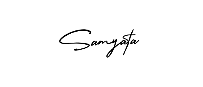 Samyata stylish signature style. Best Handwritten Sign (AmerikaSignatureDemo-Regular) for my name. Handwritten Signature Collection Ideas for my name Samyata. Samyata signature style 3 images and pictures png