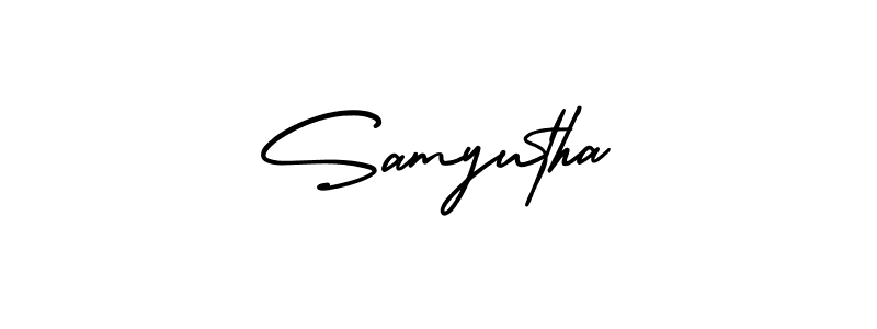 AmerikaSignatureDemo-Regular is a professional signature style that is perfect for those who want to add a touch of class to their signature. It is also a great choice for those who want to make their signature more unique. Get Samyutha name to fancy signature for free. Samyutha signature style 3 images and pictures png