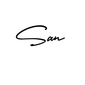 How to make San name signature. Use AmerikaSignatureDemo-Regular style for creating short signs online. This is the latest handwritten sign. San signature style 3 images and pictures png