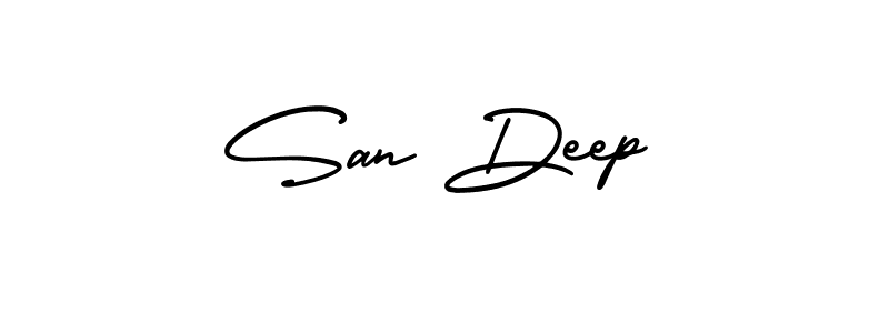 How to Draw San Deep signature style? AmerikaSignatureDemo-Regular is a latest design signature styles for name San Deep. San Deep signature style 3 images and pictures png