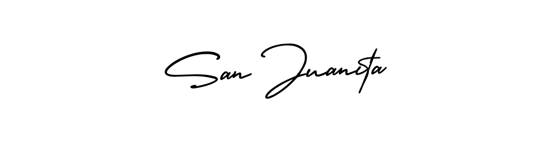 How to make San Juanita name signature. Use AmerikaSignatureDemo-Regular style for creating short signs online. This is the latest handwritten sign. San Juanita signature style 3 images and pictures png