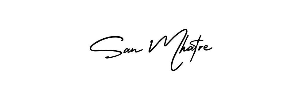 Make a beautiful signature design for name San Mhatre. With this signature (AmerikaSignatureDemo-Regular) style, you can create a handwritten signature for free. San Mhatre signature style 3 images and pictures png