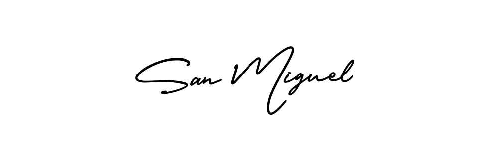 Make a beautiful signature design for name San Miguel. With this signature (AmerikaSignatureDemo-Regular) style, you can create a handwritten signature for free. San Miguel signature style 3 images and pictures png