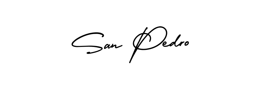 Check out images of Autograph of San Pedro name. Actor San Pedro Signature Style. AmerikaSignatureDemo-Regular is a professional sign style online. San Pedro signature style 3 images and pictures png