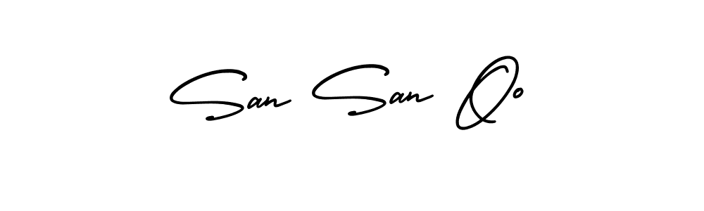 Use a signature maker to create a handwritten signature online. With this signature software, you can design (AmerikaSignatureDemo-Regular) your own signature for name San San Oo. San San Oo signature style 3 images and pictures png
