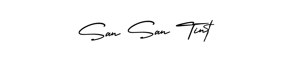 Also You can easily find your signature by using the search form. We will create San San Tint name handwritten signature images for you free of cost using AmerikaSignatureDemo-Regular sign style. San San Tint signature style 3 images and pictures png