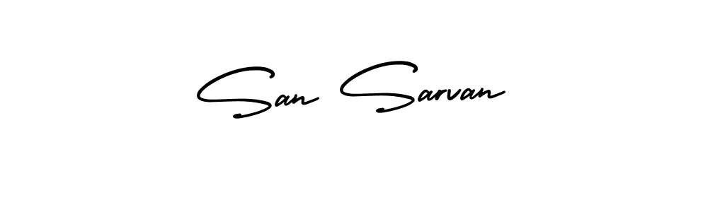 Similarly AmerikaSignatureDemo-Regular is the best handwritten signature design. Signature creator online .You can use it as an online autograph creator for name San Sarvan. San Sarvan signature style 3 images and pictures png