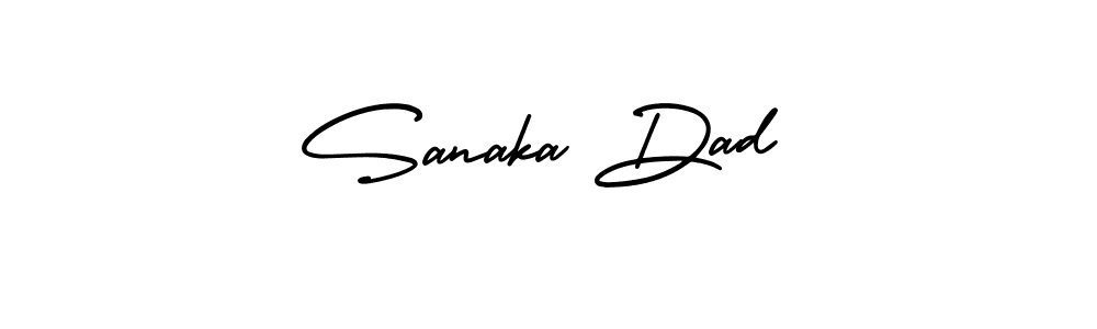 The best way (AmerikaSignatureDemo-Regular) to make a short signature is to pick only two or three words in your name. The name Sanaka Dad include a total of six letters. For converting this name. Sanaka Dad signature style 3 images and pictures png