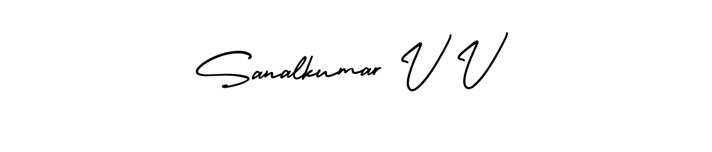 Sanalkumar V V stylish signature style. Best Handwritten Sign (AmerikaSignatureDemo-Regular) for my name. Handwritten Signature Collection Ideas for my name Sanalkumar V V. Sanalkumar V V signature style 3 images and pictures png