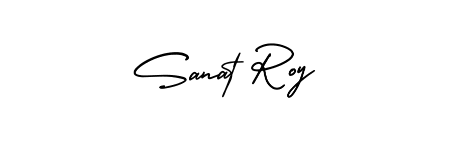 You should practise on your own different ways (AmerikaSignatureDemo-Regular) to write your name (Sanat Roy) in signature. don't let someone else do it for you. Sanat Roy signature style 3 images and pictures png