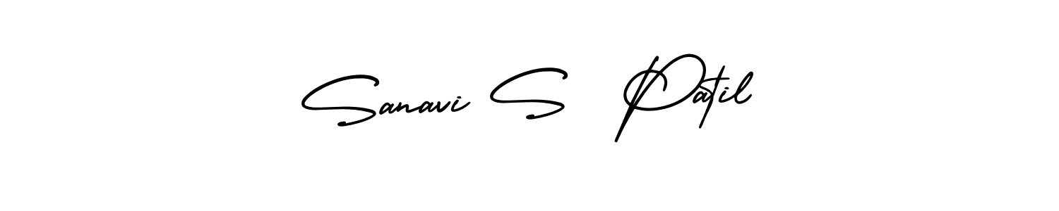 This is the best signature style for the Sanavi S  Patil name. Also you like these signature font (AmerikaSignatureDemo-Regular). Mix name signature. Sanavi S  Patil signature style 3 images and pictures png