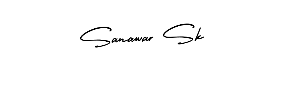 How to make Sanawar Sk name signature. Use AmerikaSignatureDemo-Regular style for creating short signs online. This is the latest handwritten sign. Sanawar Sk signature style 3 images and pictures png