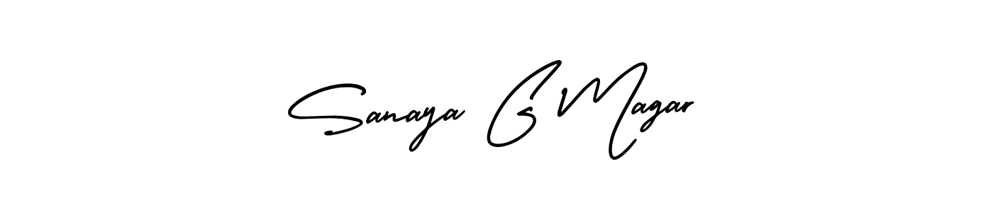 if you are searching for the best signature style for your name Sanaya G Magar. so please give up your signature search. here we have designed multiple signature styles  using AmerikaSignatureDemo-Regular. Sanaya G Magar signature style 3 images and pictures png
