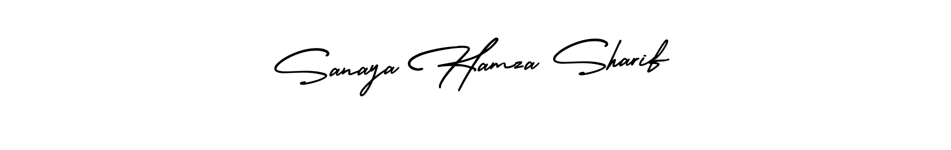 This is the best signature style for the Sanaya Hamza Sharif name. Also you like these signature font (AmerikaSignatureDemo-Regular). Mix name signature. Sanaya Hamza Sharif signature style 3 images and pictures png