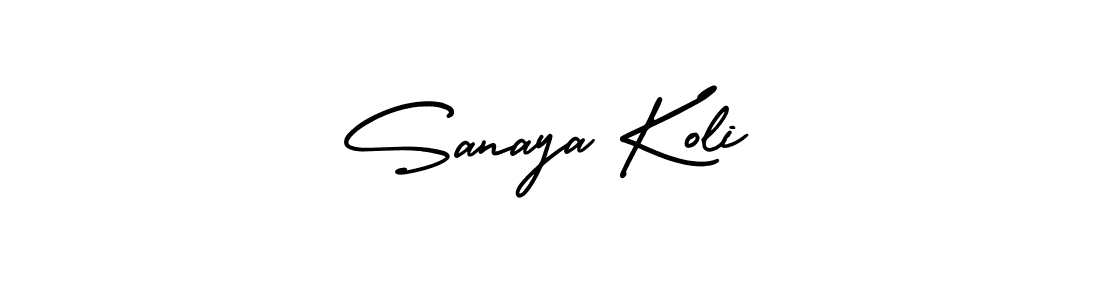 It looks lik you need a new signature style for name Sanaya Koli. Design unique handwritten (AmerikaSignatureDemo-Regular) signature with our free signature maker in just a few clicks. Sanaya Koli signature style 3 images and pictures png