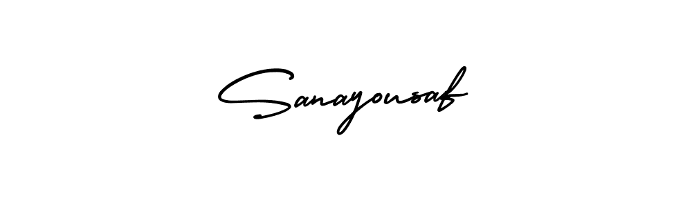 Use a signature maker to create a handwritten signature online. With this signature software, you can design (AmerikaSignatureDemo-Regular) your own signature for name Sanayousaf. Sanayousaf signature style 3 images and pictures png