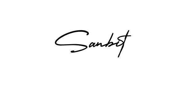 How to make Sanbit name signature. Use AmerikaSignatureDemo-Regular style for creating short signs online. This is the latest handwritten sign. Sanbit signature style 3 images and pictures png