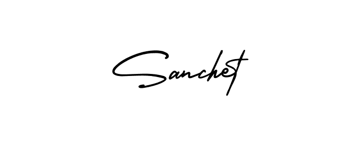 How to make Sanchet name signature. Use AmerikaSignatureDemo-Regular style for creating short signs online. This is the latest handwritten sign. Sanchet signature style 3 images and pictures png